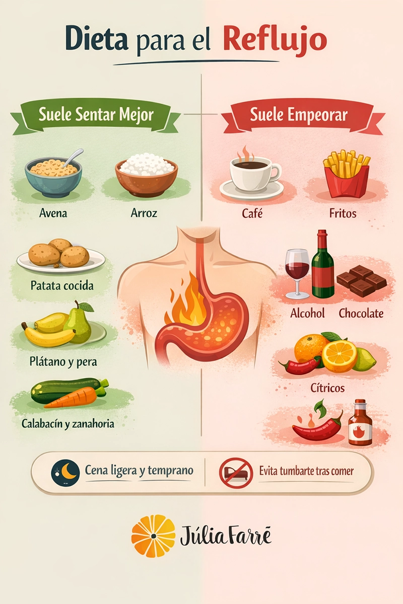 que comer y que evitar si tengo reflujo gastroesofágico