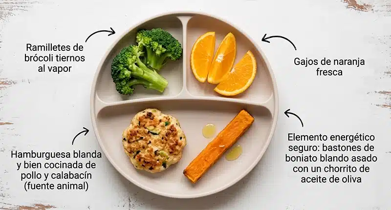 plato para bebés rico en hierro